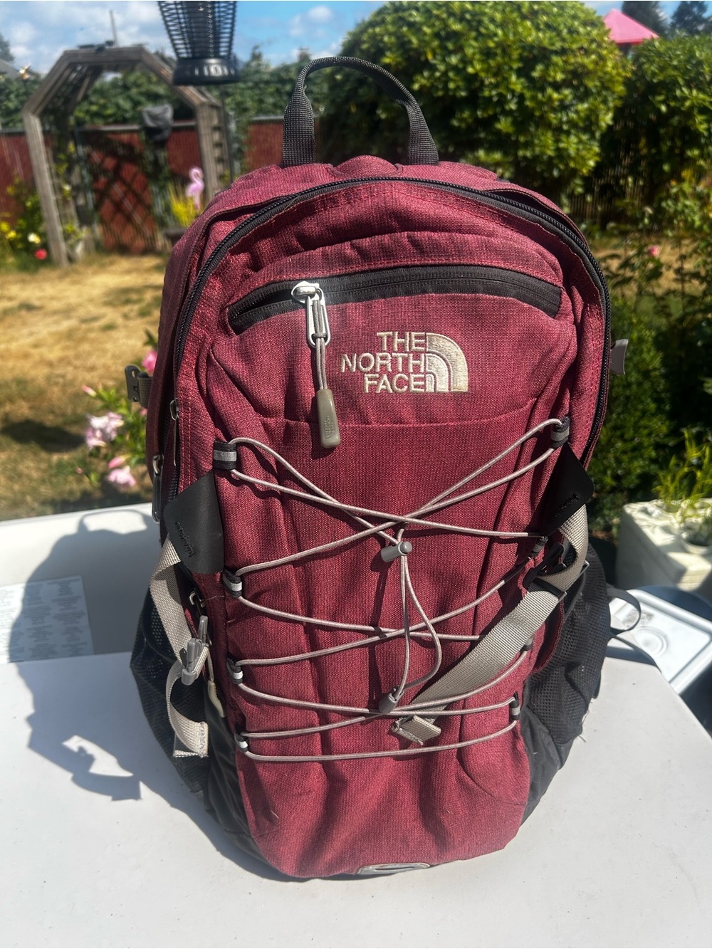 The North Face Burgundy Everyday Backpack with Front Bungee